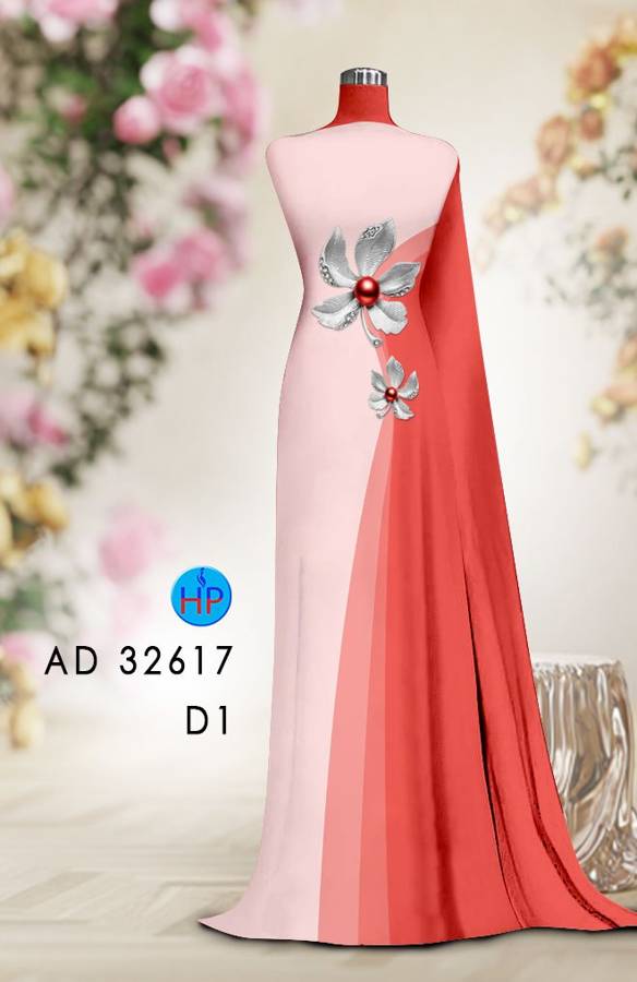Vải Áo Dài Hoa In 3D AD 32617 9
